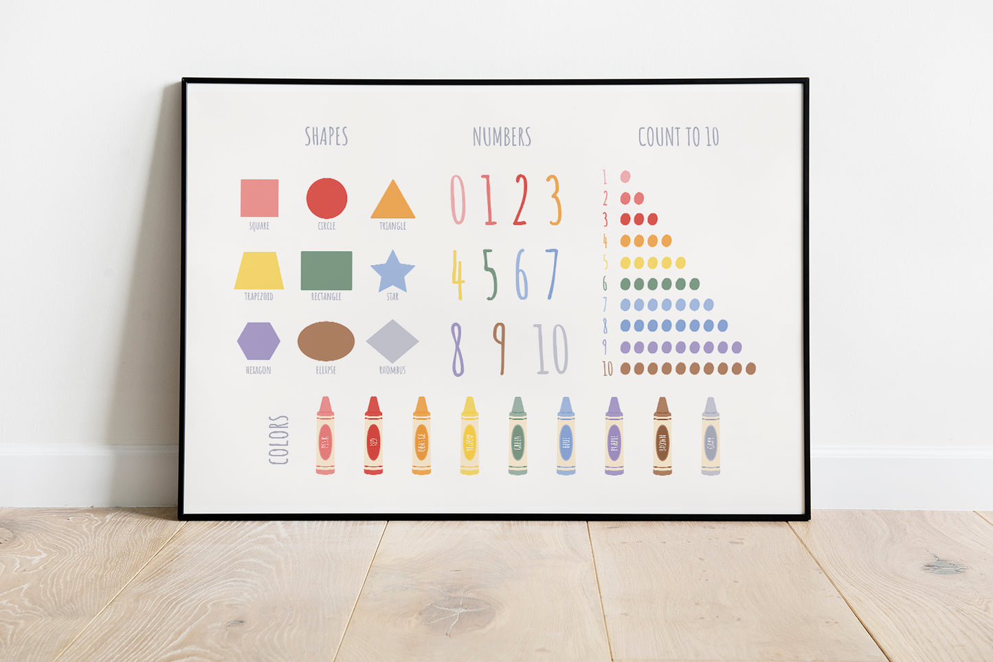 Numbers Shapes Colors Learning poster | Unframed